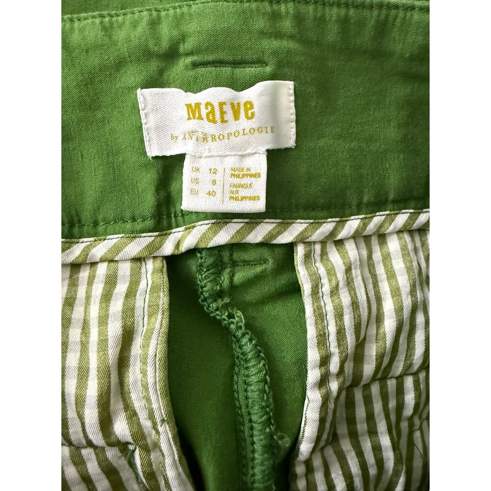Maeve Anthropologie Naomi Wide Leg Flare Pants Green Linen Blend High Rise Sz 8 - Picture 11 of 14